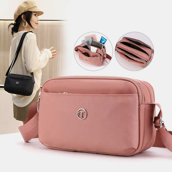 Kleine Umhängetasche mit dreifachem Reißverschluss für Damen, leichte, lässige Schultertasche