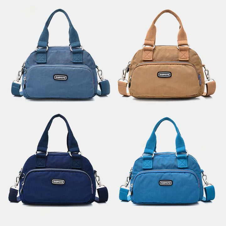 Handtasche für Damen, lila, Nylon, leicht, Einkaufstasche mit Reißverschluss