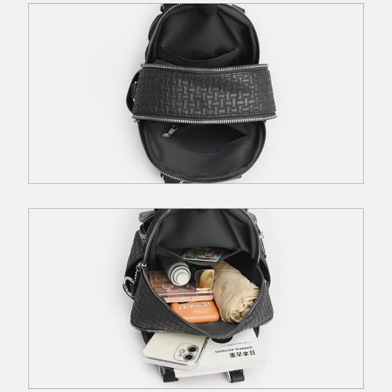 Multifunktionaler Reiserucksack für Damen mit Clamshell-Schnalle und weichem Leder