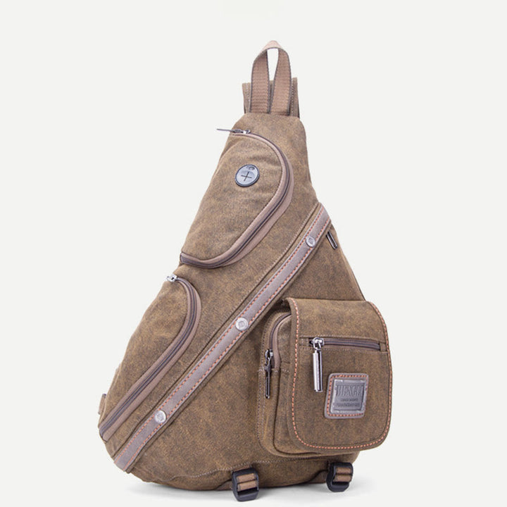 Schultertasche für Herren, multifunktionale Brusttasche aus Canvas für Freizeit und Outdoor