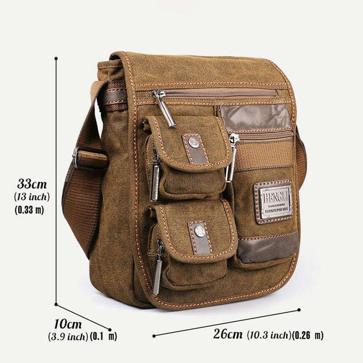 Umhängetasche für Herren, Vintage, dickes Canvas, große Kapazität
