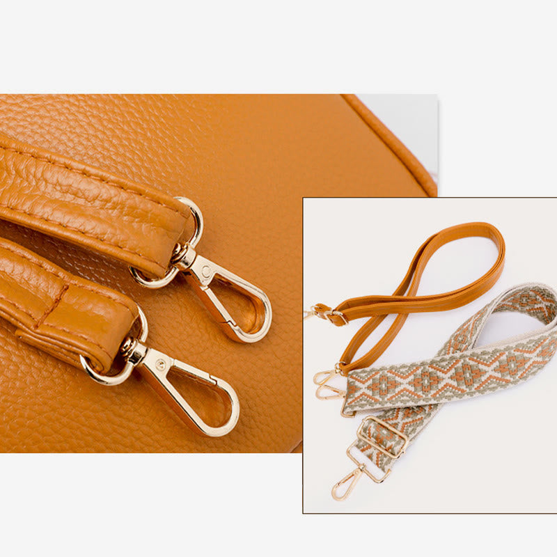 Umhängetasche für Damen mit Quaste, einfarbig, lässige Ledertasche