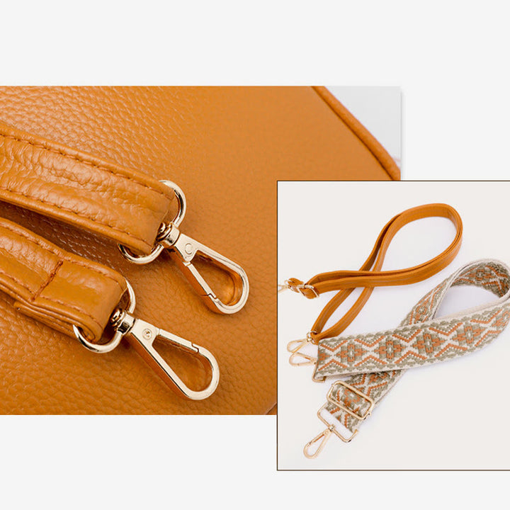 Umhängetasche für Damen mit Quaste, einfarbig, lässige Ledertasche