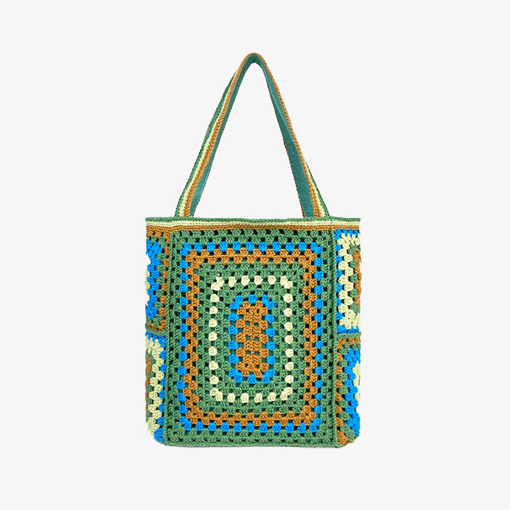 Vintage Tote für Frauen tragbare Pendlertasche handgestrickte Schultertasche