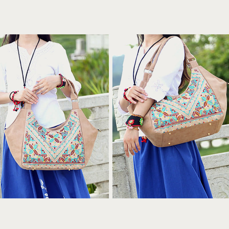 Tote für Frauen Reise ethnischen Stil Muster Leder Schultertasche