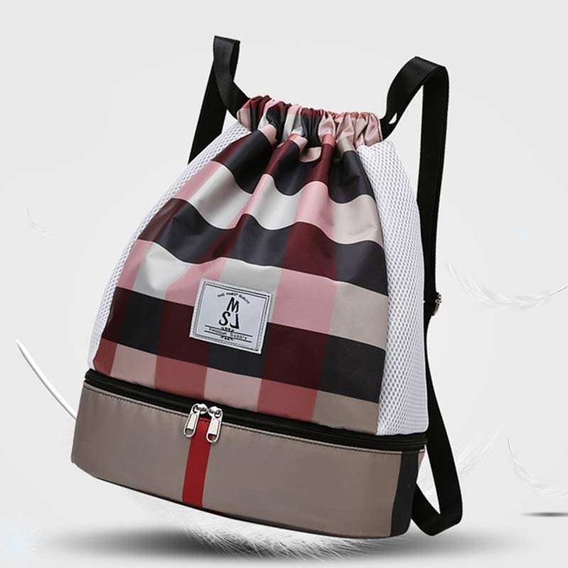 Wasserdichter Kordelzug-Rucksack, Sportsack, Mini-Reise-Tagesrucksack mit Schuhfach