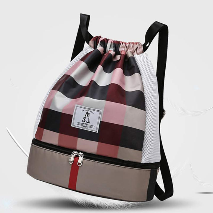 Wasserdichter Kordelzug-Rucksack, Sportsack, Mini-Reise-Tagesrucksack mit Schuhfach