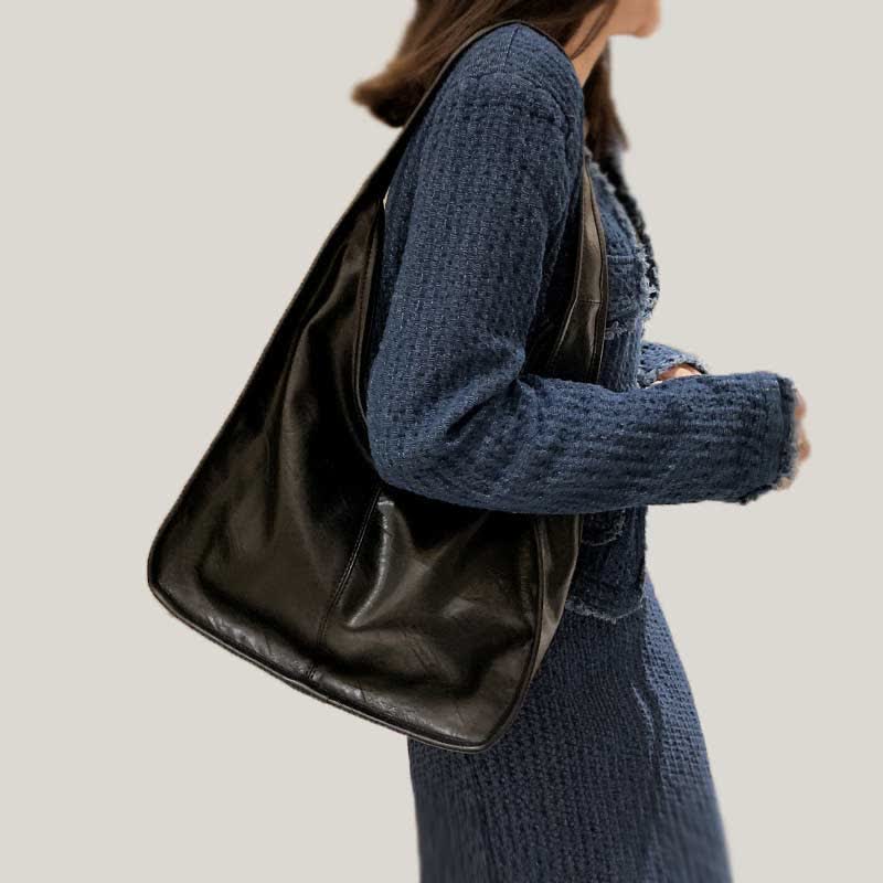 Hobo-Geldbörse, Handtasche für Damen, weiches Leder, Schultertasche mit Griff oben