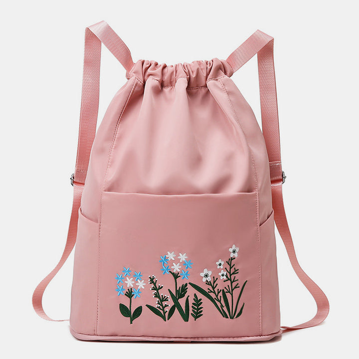 Wasserdichter, faltbarer Fitness-Reiserucksack mit großer Kapazität und Blumenstickerei 