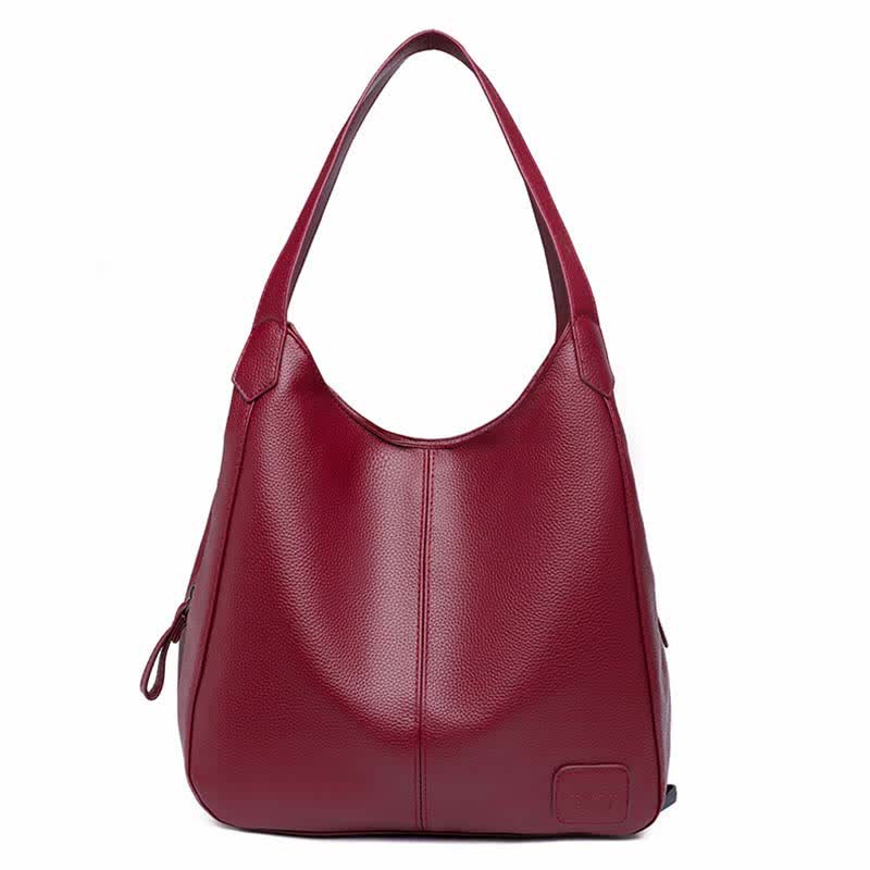 Hobo-Tasche mit drei Fächern für Damen, Schultertasche aus PU-Leder