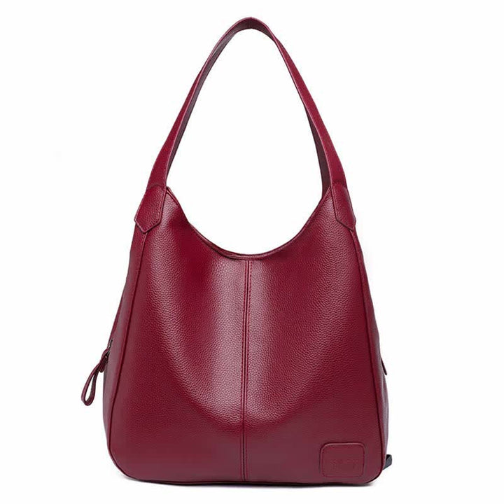 Hobo-Tasche mit drei Fächern für Damen, Schultertasche aus PU-Leder