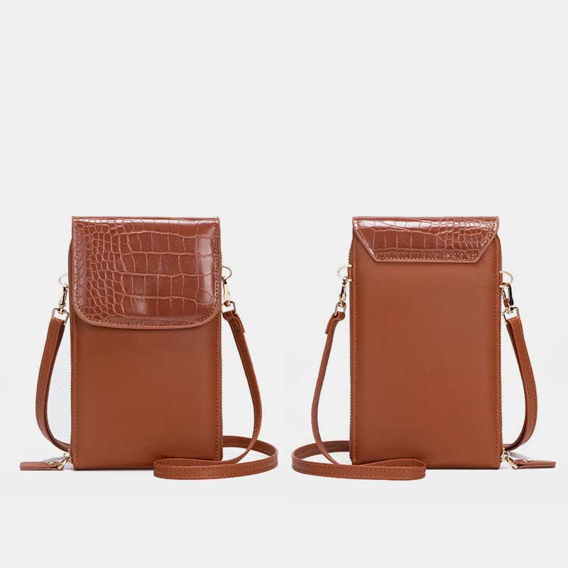 Schlanke, leichte Umhängetasche aus Leder für Damen, Handytasche, Kreditkartenhalter