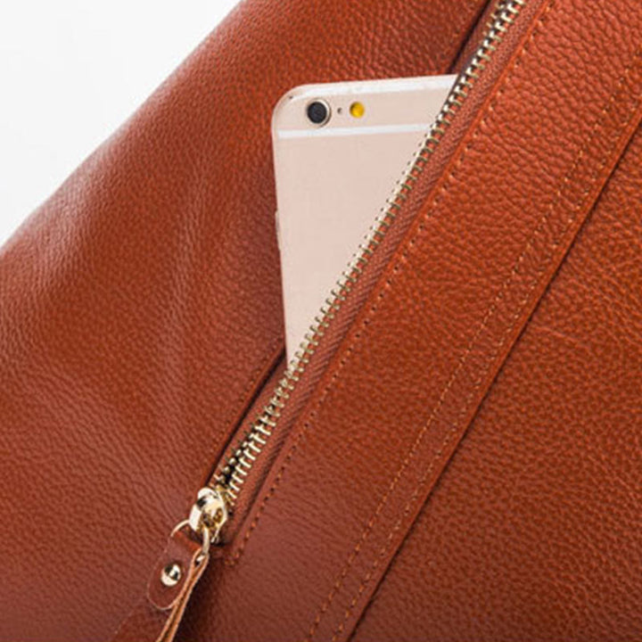 Einfarbiger Lederrucksack für Damen und Jugendliche