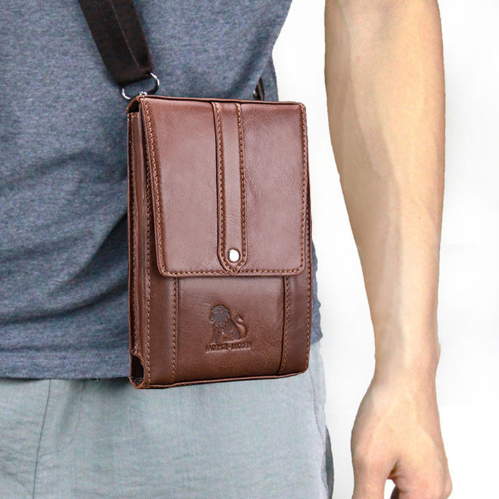 Echtes Leder Geldbörse Clutch Multi-Slot Gürteltasche mit Gürtelschlaufe Crossbody Strap