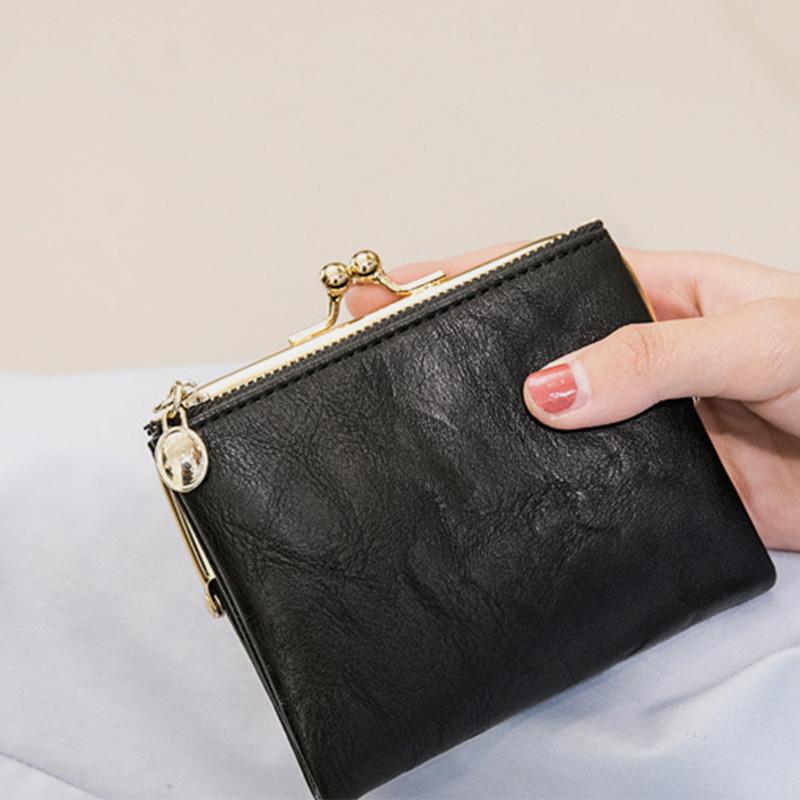 Multifunktionale, zweifach faltbare Münzbörse im Vintage-Stil mit Kiss Lock