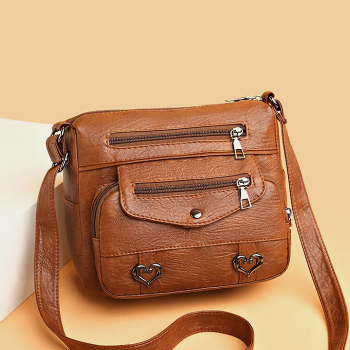 Herz Dekor Umhängetasche Retro Kunstleder Damen Schultertasche