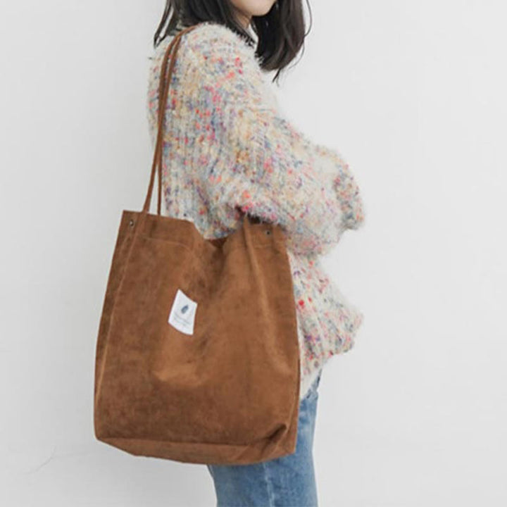 Tragetasche für Damen, großes Fassungsvermögen, Cord-Schultertasche