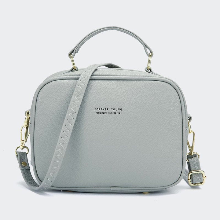 Tasche mit Henkel oben für Damen, einfache Umhängetasche aus einfarbigem PU-Leder