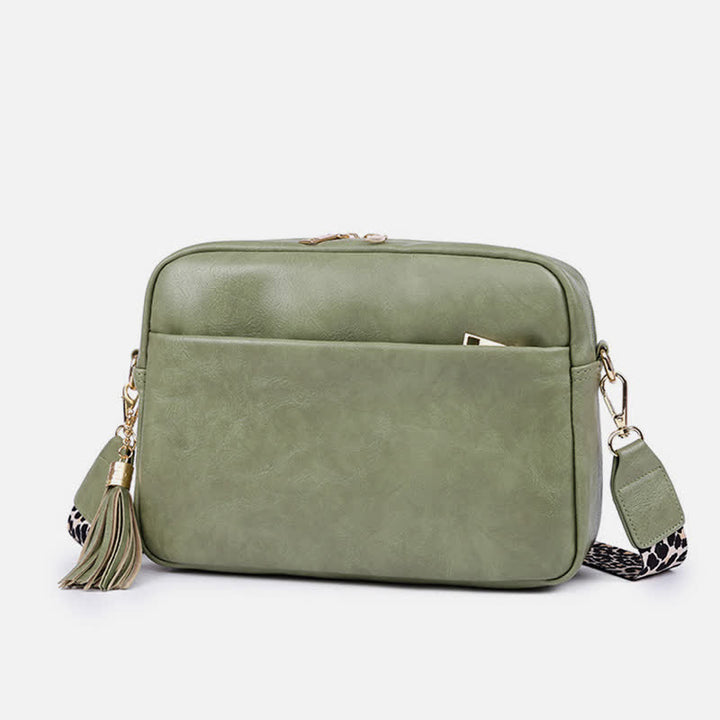 Umhängetasche für Damen, Retro-Tasche mit Quaste, PU-Leder