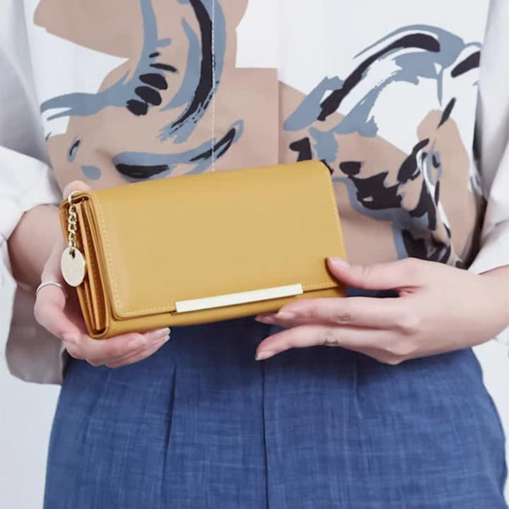 Kreditkartenetui, zweifach faltbare Clutch, große Kapazität, lange Geldbörse für Damen