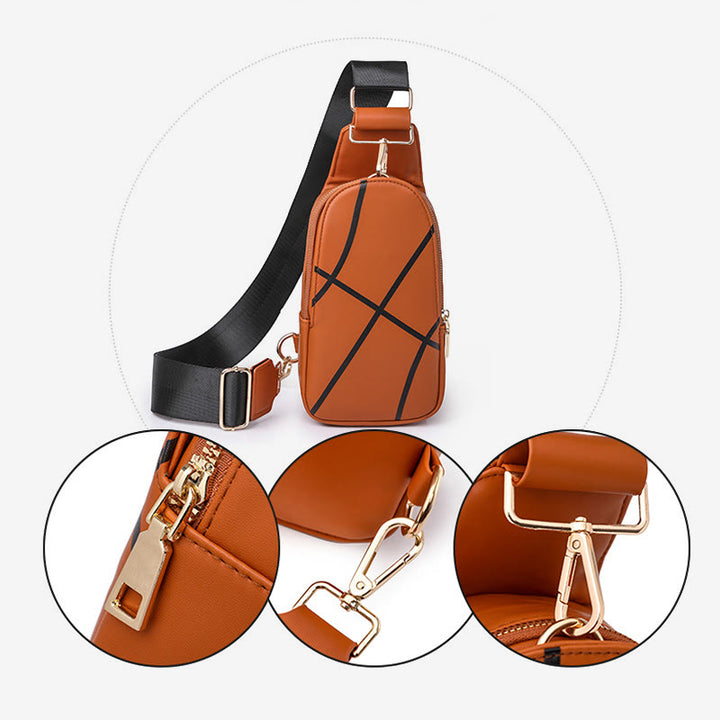 Schultertasche für Damen, Outing Sports Printing, Umhängetasche aus Leder