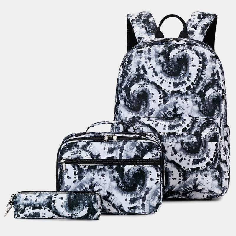 Schulrucksack-Set 3-teilig Batikmuster Mädchen Büchertaschen Lunchtasche Federmäppchen