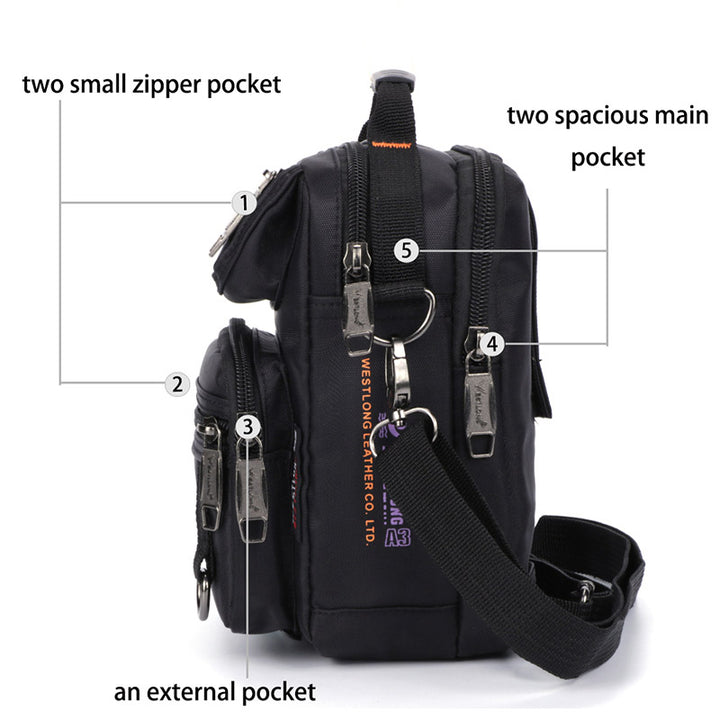 Nylon-Geldbörse mit mehreren Taschen, lässige Umhängetasche, Schultertasche, Reise-Brusttasche