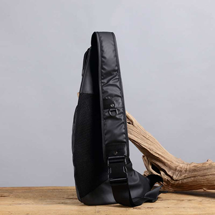 Schultertasche für Herren, Schwarz, großes Fassungsvermögen, minimalistischer Oxford-Umhängerucksack