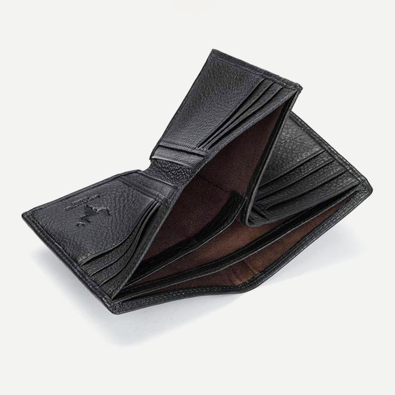 Geldbörse für Herren, Vintage-Leder, mehrere Fächer, drei RFID-Kartenfächer
