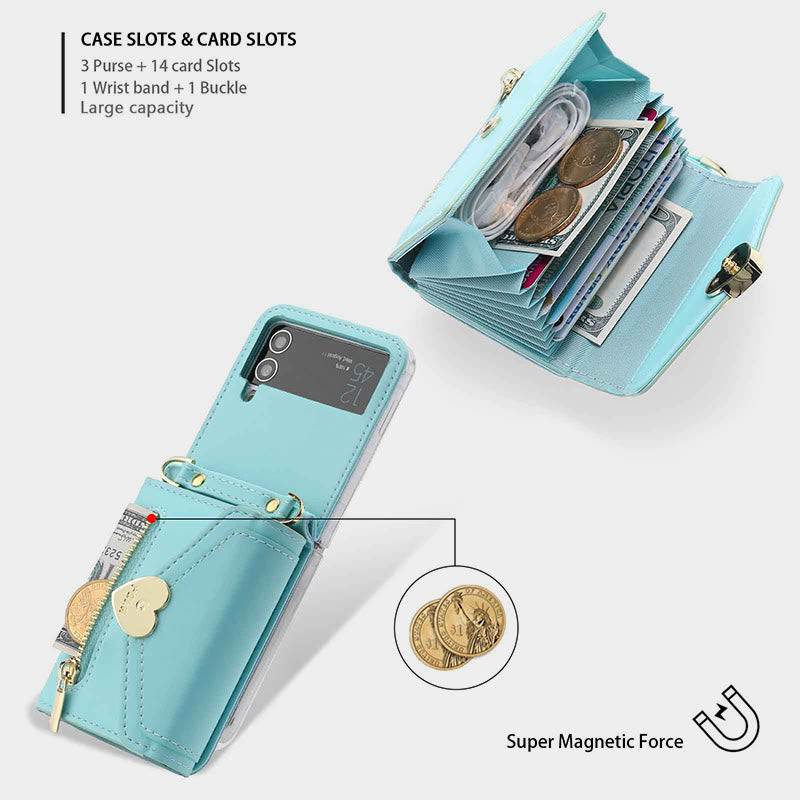 Handyhülle für Samsung Card Zipper Schutzhülle Geldbörse