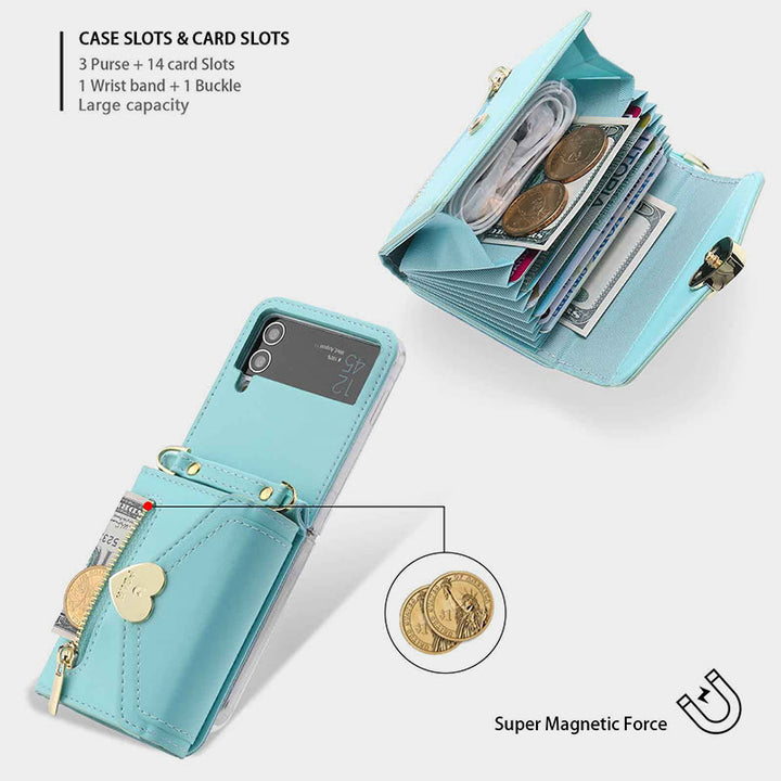 Handyhülle für Samsung Card Zipper Schutzhülle Geldbörse