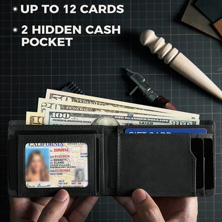 Airtag Bifold Wallet, ultradünne Geldklammer aus Leder
