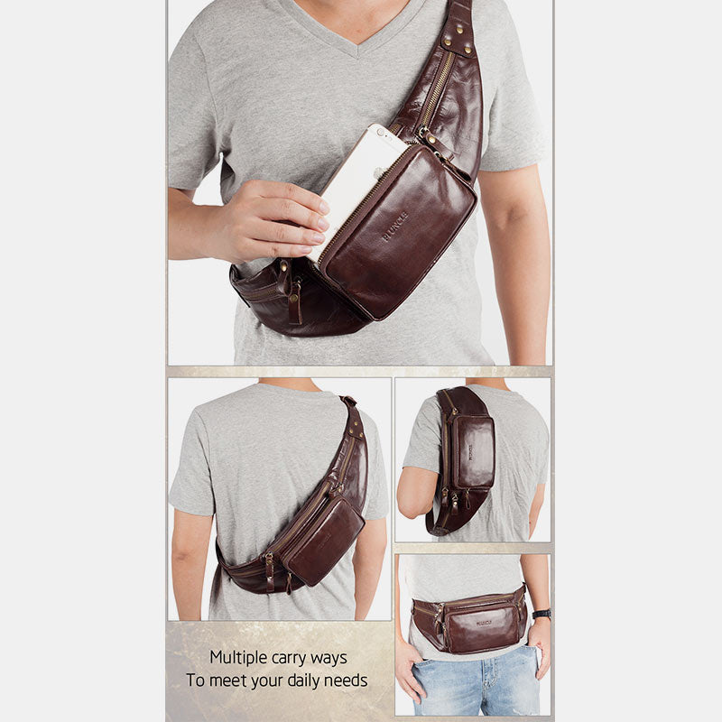 Vintage Multi-Carry Schultertasche aus echtem Leder