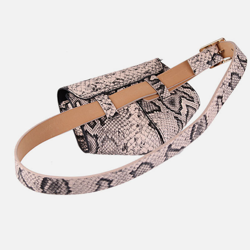 Gürteltasche aus Schlangenhautleder für Damen, veganes Leder