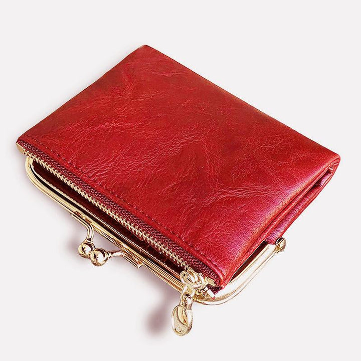 Multifunktionale, zweifach faltbare Münzbörse im Vintage-Stil mit Kiss Lock