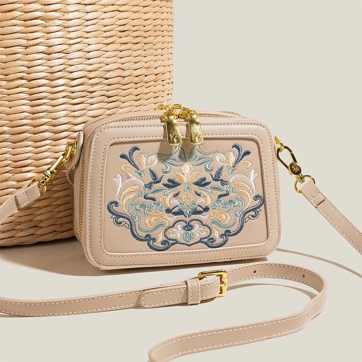 Top-Griff-Tasche für Frauen Vintage Stickerei Folk-Custom Shopping Umhängetasche