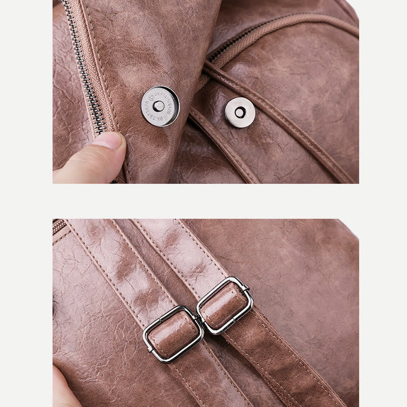 Rucksack für Damen, großes Fassungsvermögen, wasserdicht, Tagesrucksack aus PU-Leder