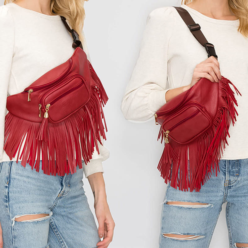Gürteltasche für Damen, multifunktionale Umhängetasche mit Quaste für den Außenbereich
