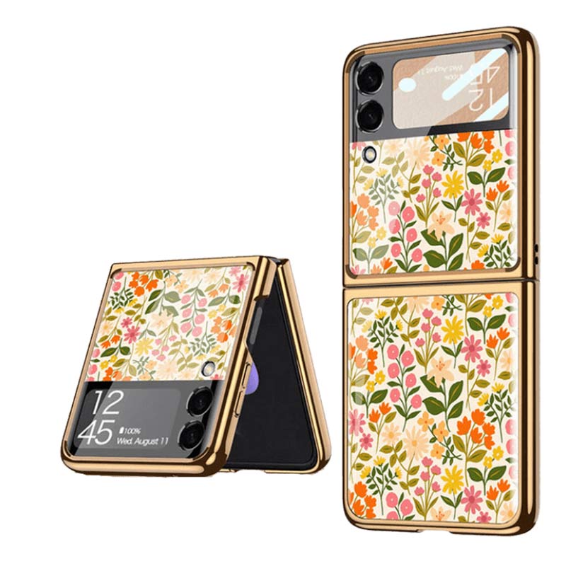 Samsung Galaxy Z Flip 3 Hülle Floral Premium Dünn Transparent Hart PC Handyhülle