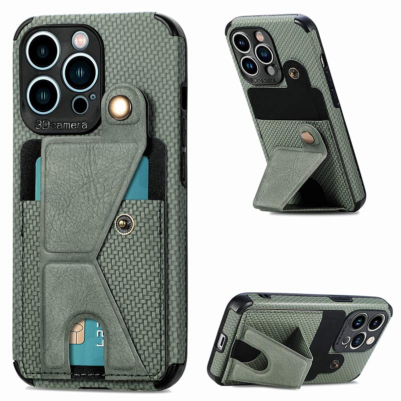 Stoßfeste, staubdichte Leder-Telefonhülle für iPhone mit Kartensteckplatz und Ständer