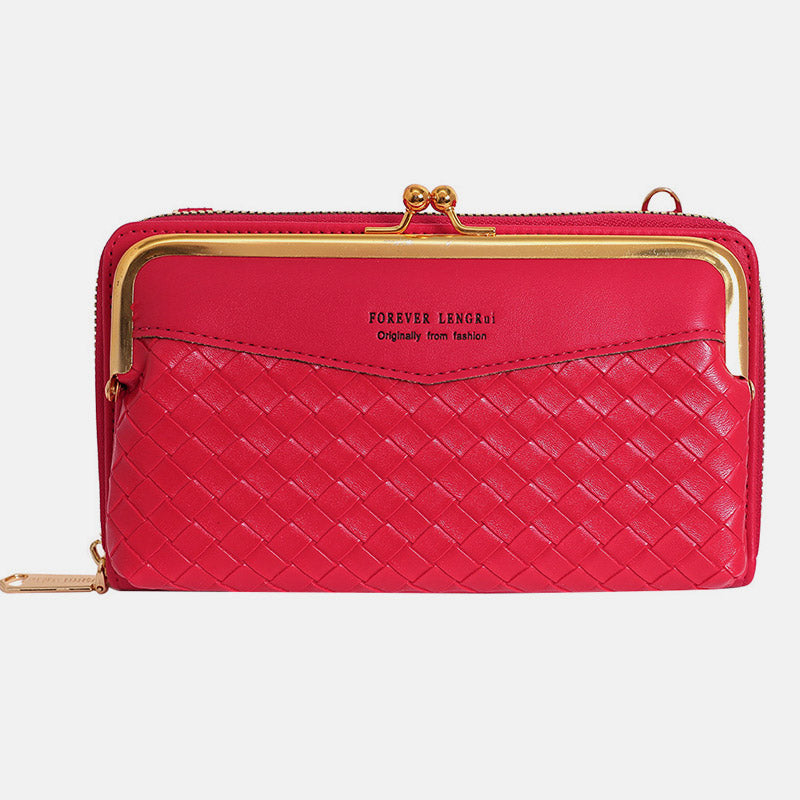 Kleine Umhängetasche Geldbörse Handytasche Damen Mini gewebtes Leder Schultertasche