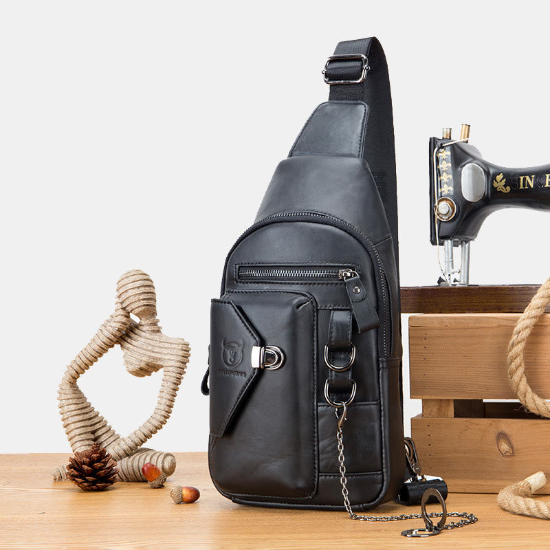 Schultertasche für Herren, weiche Interlock-Brusttasche aus Rindsleder