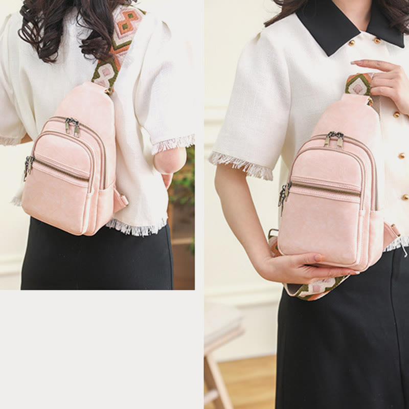 Schultertasche für Damen, breite Riemen, Retro-Umhängetasche aus Leder
