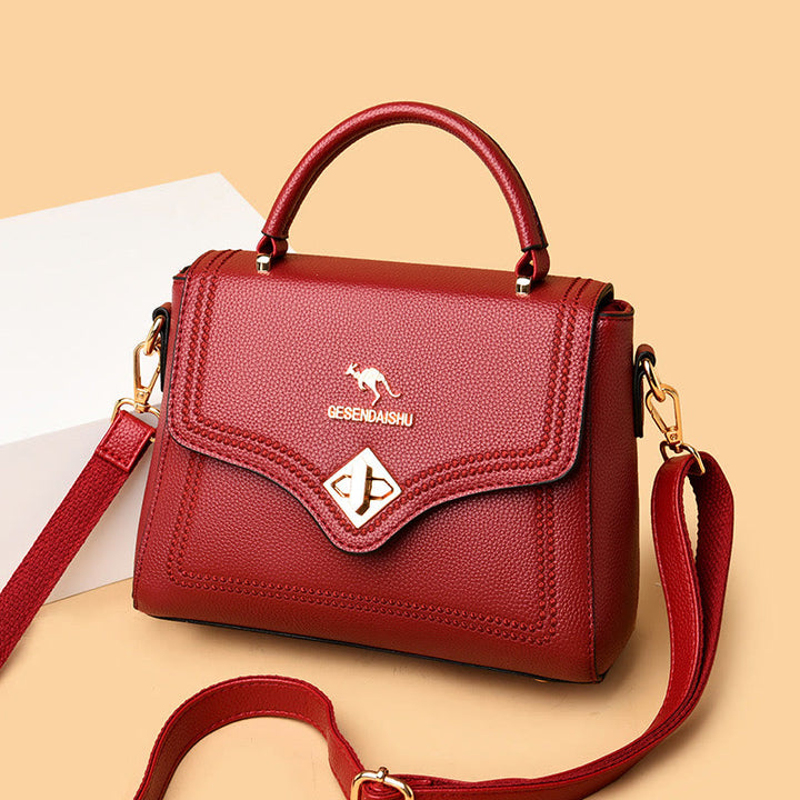 Klassische Tragetasche für den Weg zur Arbeit, minimalistische kleine Lederhandtasche