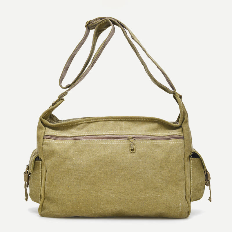 Umhängetasche für Herren, Vintage-Canvas, großes Umhängeset
