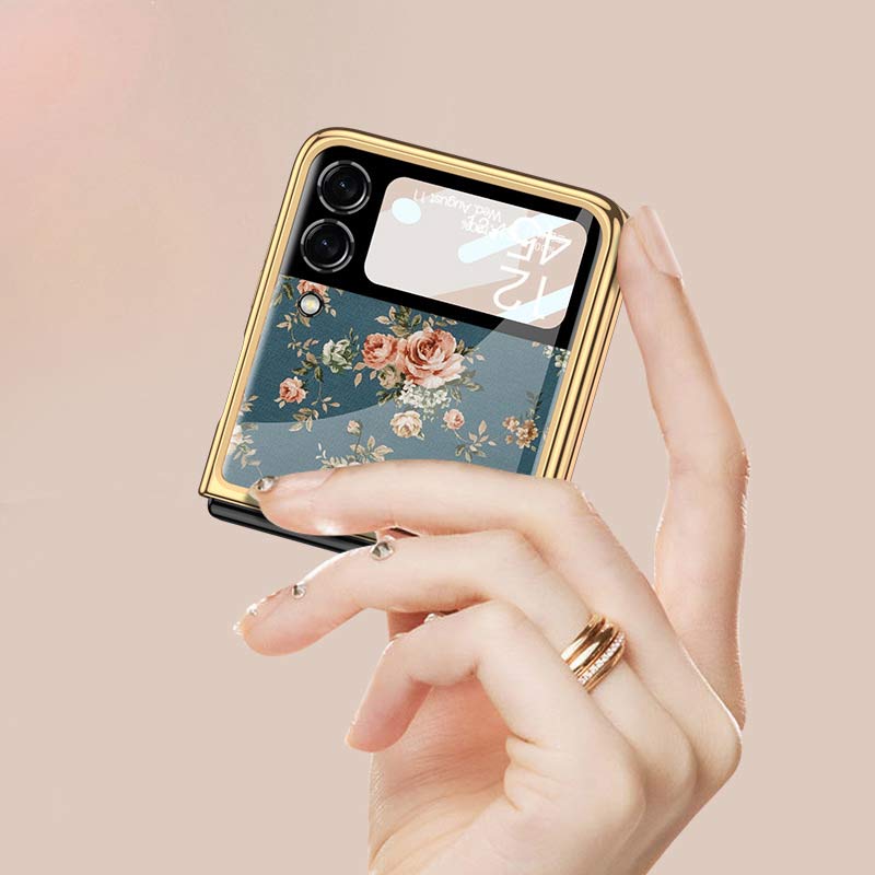 Samsung Galaxy Z Flip 3 Hülle Floral Premium Dünn Transparent Hart PC Handyhülle
