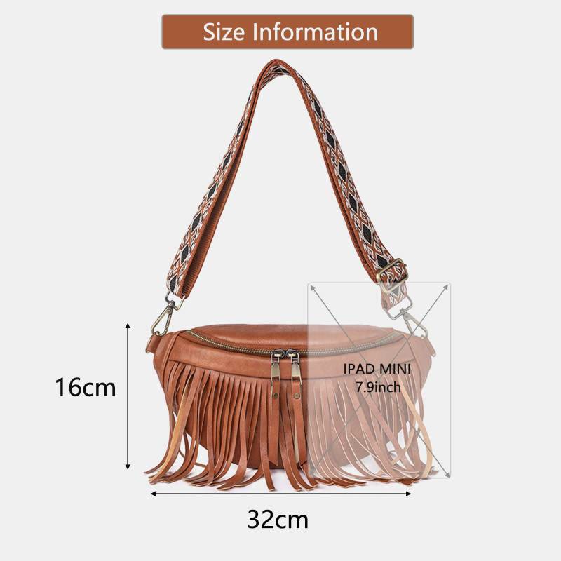 Kunstleder Quaste Gürteltasche Brusttasche für Damen