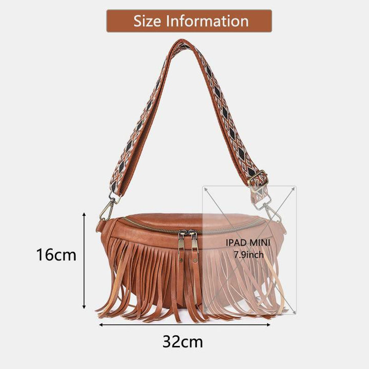 Kunstleder Quaste Gürteltasche Brusttasche für Damen