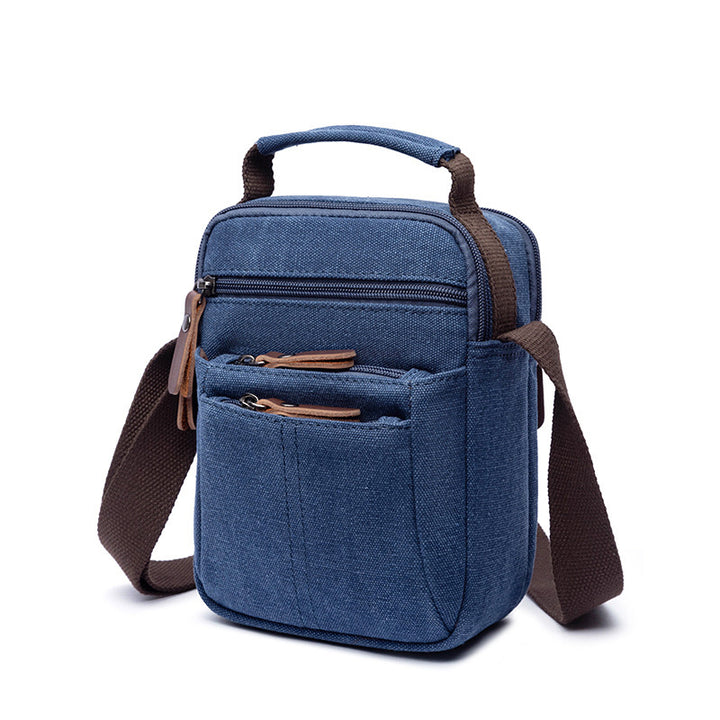 Kleine Umhängetasche aus Canvas im Vintage-Stil, mehrere Tragemöglichkeiten, lässige Schultertasche für Herren
