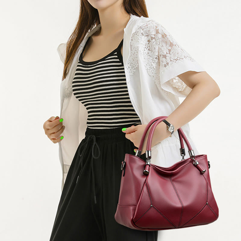 Weiche Lederhandtasche für Damen, verstellbarer breiter Riemen, minimalistische Umhängetasche